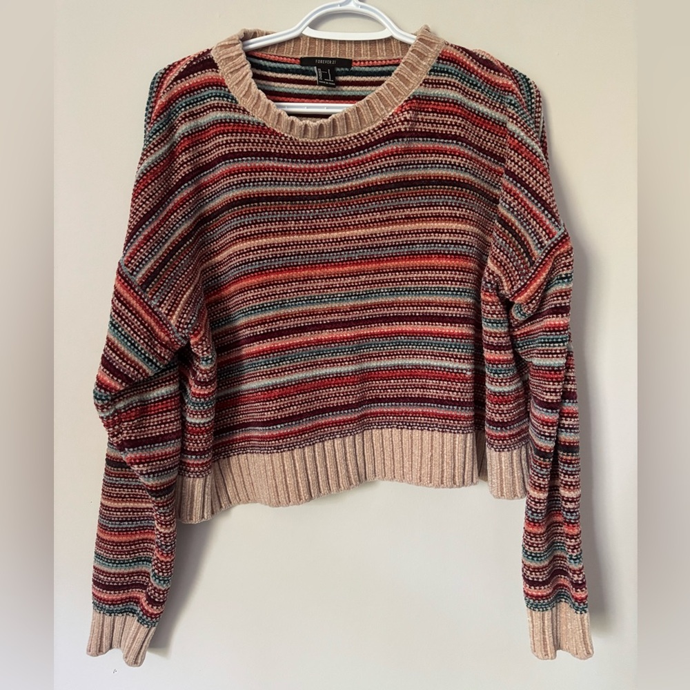 Forever 21 Multicolor Striped Crew Neck Sweater